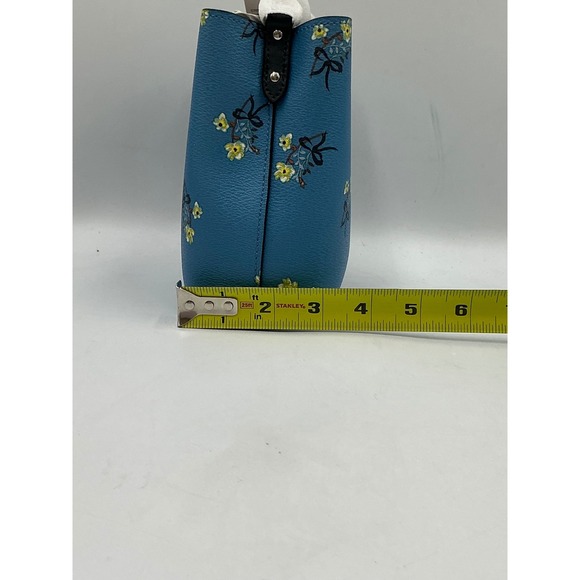 Coach Mini Town Bucket Bag Blue Multi Floral Bow Print Crossgrain Leather C7974 - Picture 14 of 15